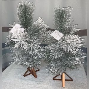 18" Wondershop Unlit Flocked Artificial Christmas Tree w/Open Metal Base x 2